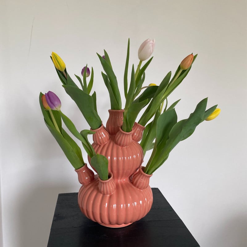 Tulpenvaas groot - roze - ø21.5x29.5 cm