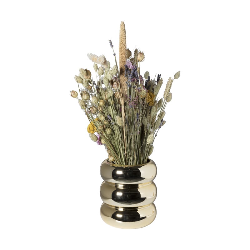 Bloempot geribbeld Wendy - goud - ø16.5x18 cm