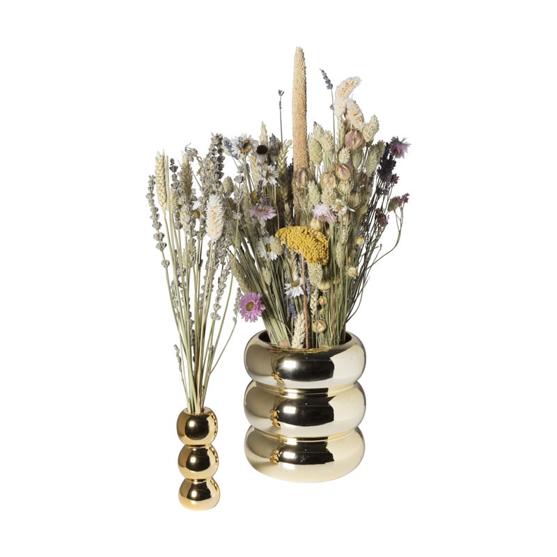 Vaas geribbeld - goud - ø12.5x5 cm