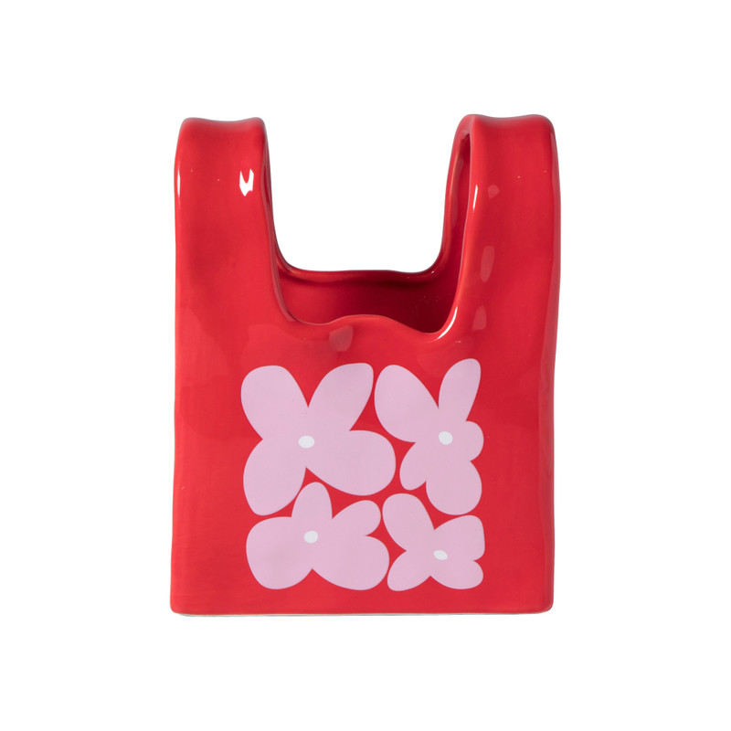 Vaas handtas Bianca - rood/roze - 17.5x14x8.5 cm