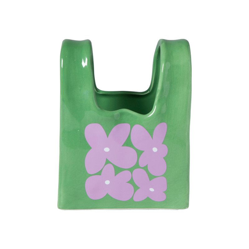 Vaas handtas Anita - groen/lila - 17.5x14x8.5 cm