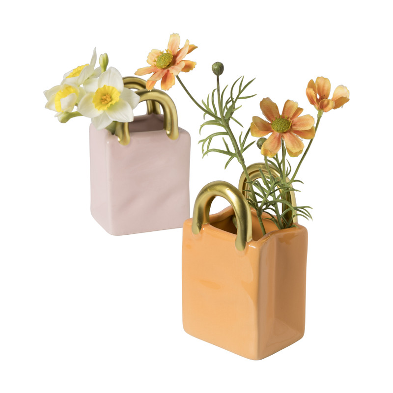 Vaas handtas - oranje - 13.5x8x6 cm