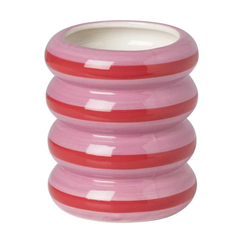 Bloempot rib groot - rood/roze -  ø9.5x11 cm