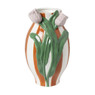 Vaas gestreept met tulp - oranje/groen/roze - ø15.6x28.5 cm