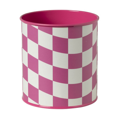 Bloempot geblokt klein - roze - ø12x13 cm