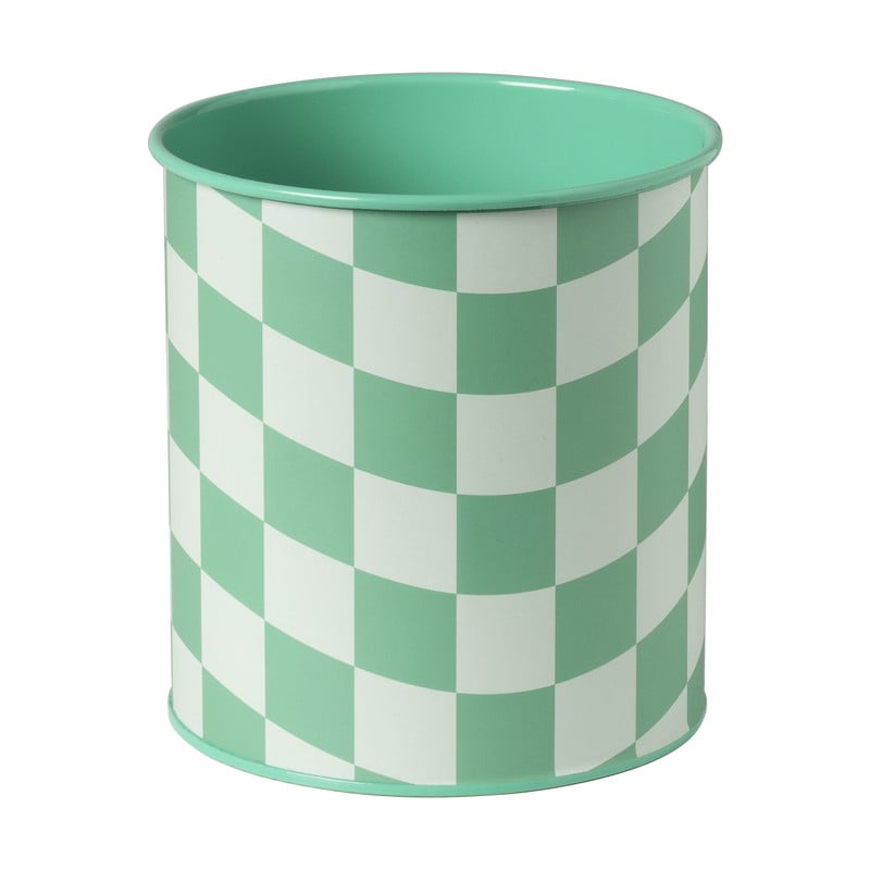 Bloempot geblokt klein - groen - ø12x13 cm