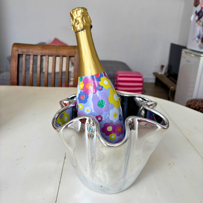 Vaas golf - zilverkleurig - 24x22x17.7 cm