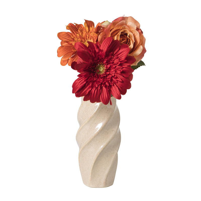 Vaas gedraaid - beige - ø8.4x17.5 cm