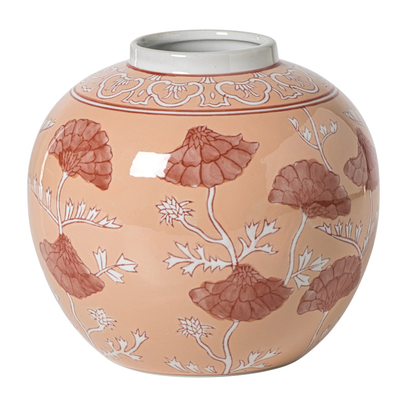 Vaas bloemen - roze - ø18.5x20 cm