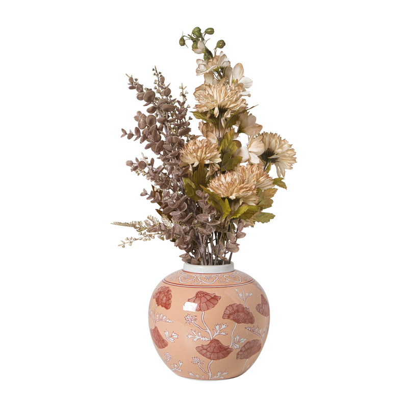 Vaas bloemen - roze - ø18.5x20 cm