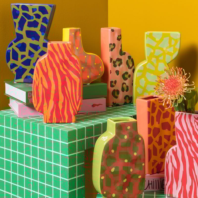 Vaas zebra - roze - 22x14.4x5.2 cm