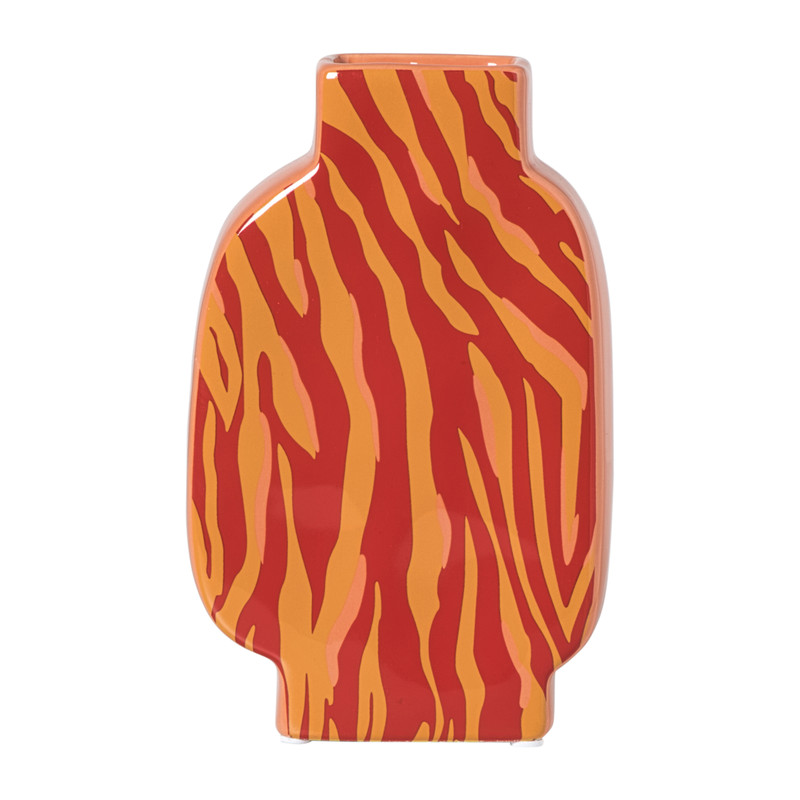 Vaas zebra - rood/oranje - 20.8x13x5.2 cm
