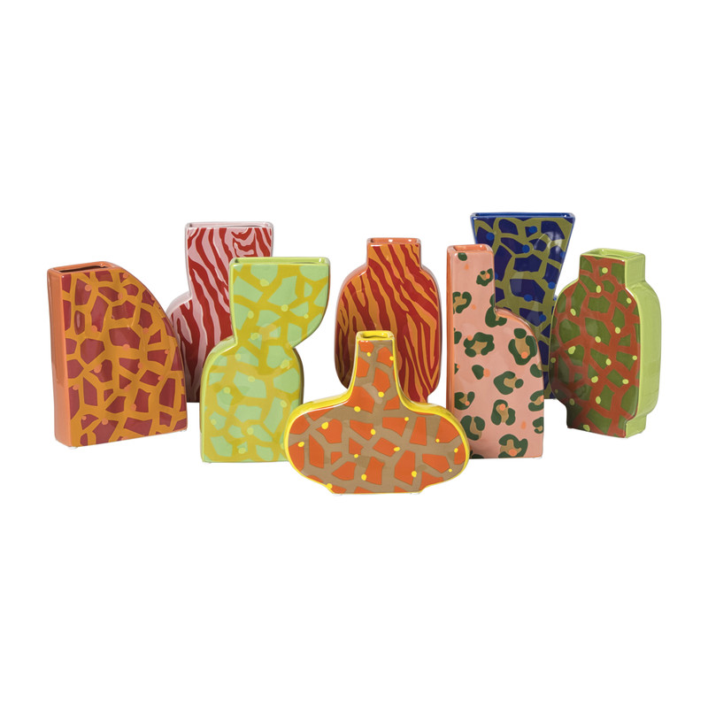 Vaas zebra - rood/oranje - 20.8x13x5.2 cm