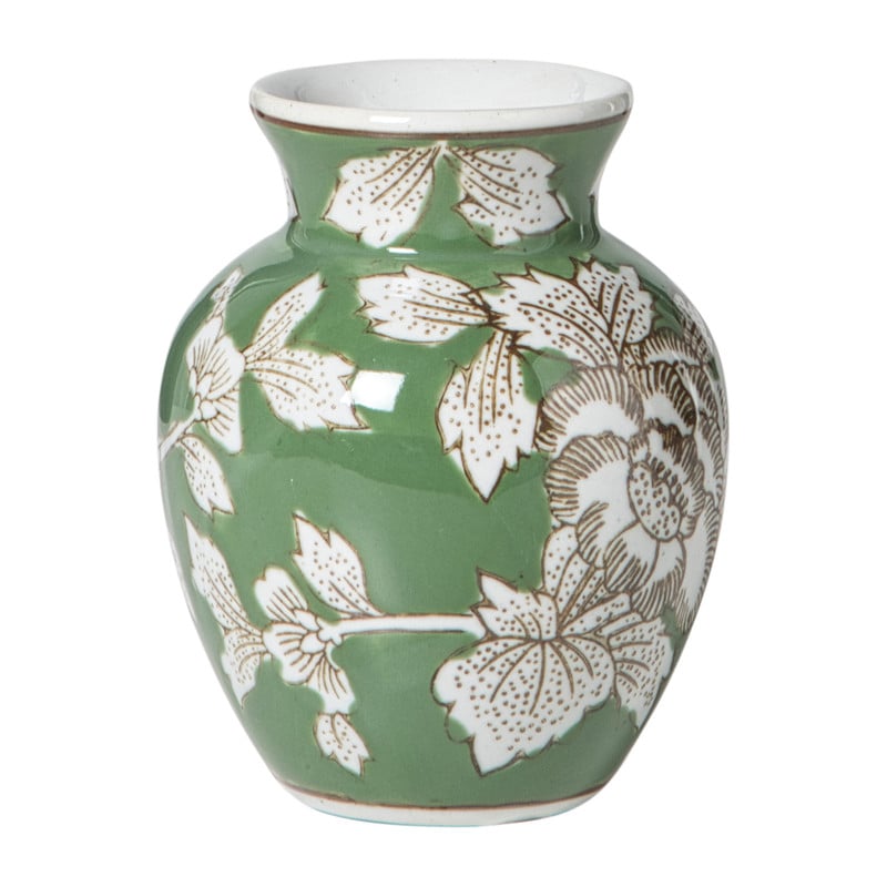 Vaas bloemenprint klein - groen - ø9x11.5 cm