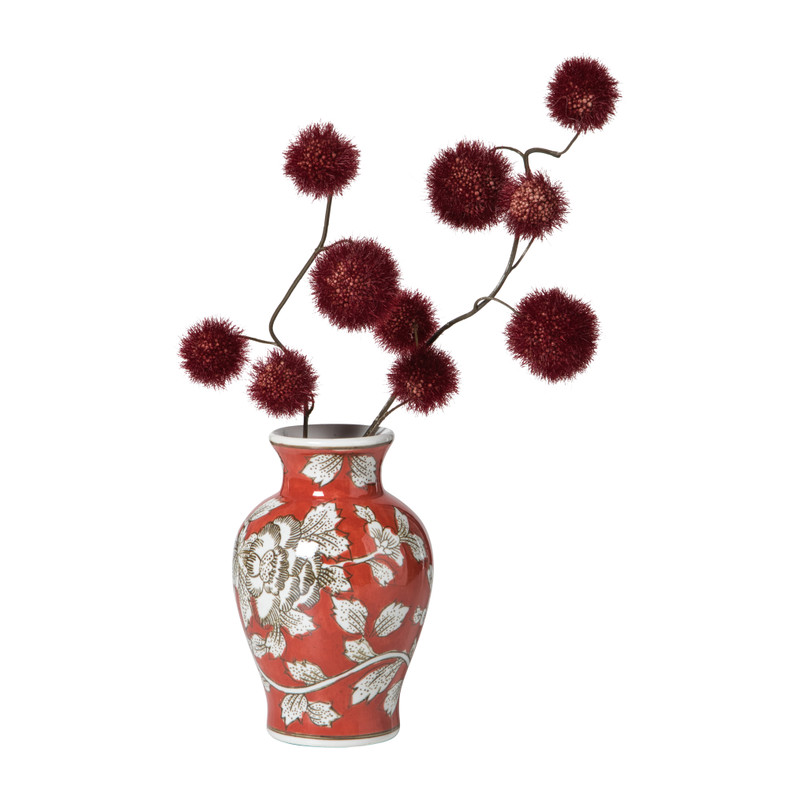 Vaas bloemenprint middel - rood - ø9.5x15 cm