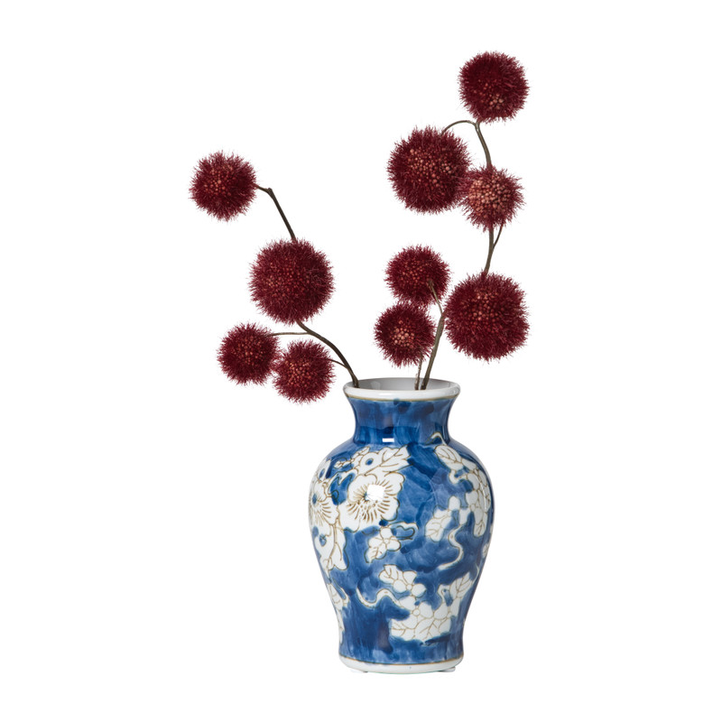 Vaas bloemenprint middel - blauw - ø9.5x15 cm