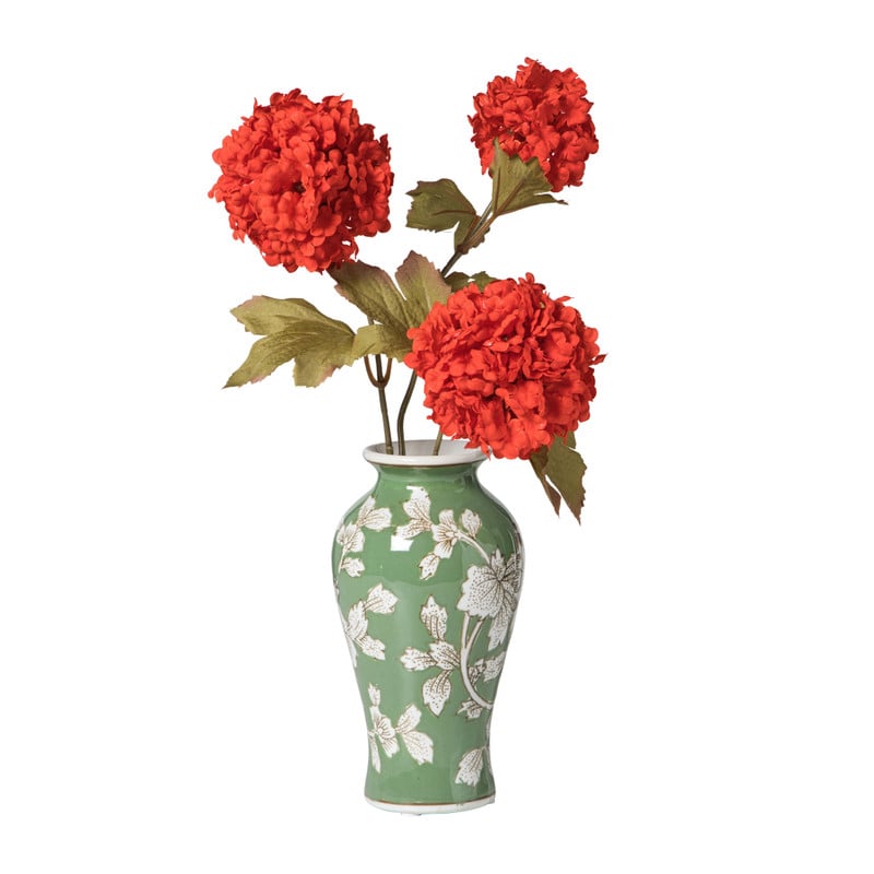 Vaas bloemenprint groot - groen - ø9x17.5 cm