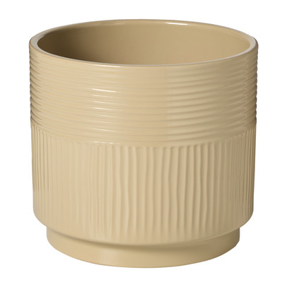Bloempot lijnen - beige - ø19x17 cm