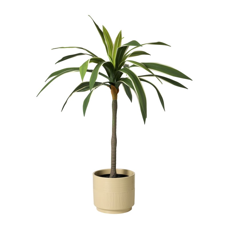 Bloempot lijnen - beige - ø19x17 cm