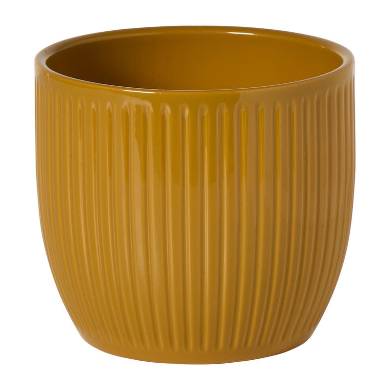 Bloempot rib - geel - ø13x12 cm