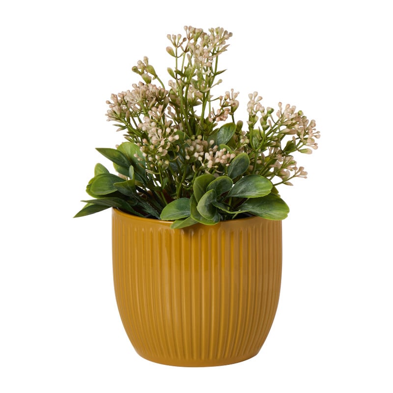 Bloempot rib - geel - ø13x12 cm