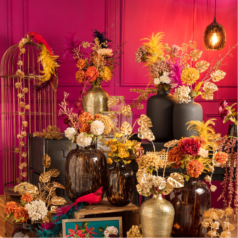 Tak met bessen - velvet - diverse varianten - rood/bruin - 70 cm