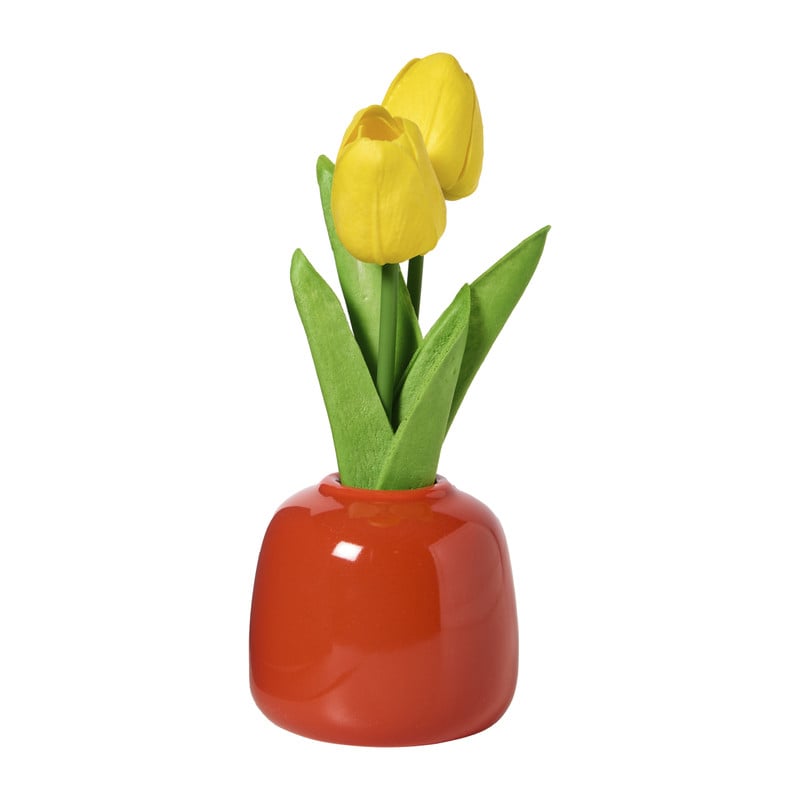 Tulpen in vaasje - diverse varianten - ø7x18 cm