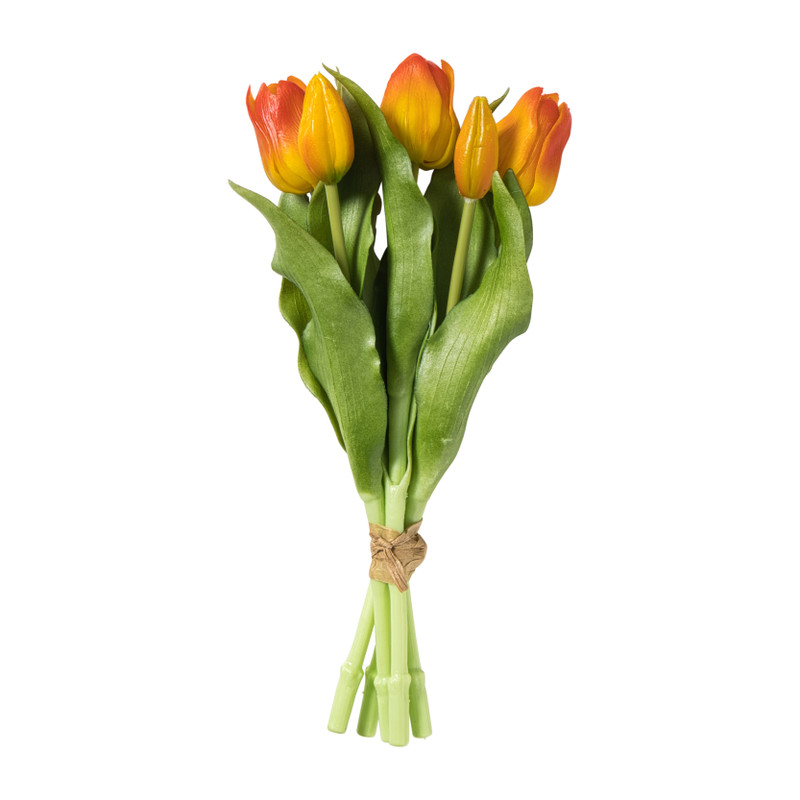 Xenos Kunstbloem tulpenboeketje - oranje - 30 cm