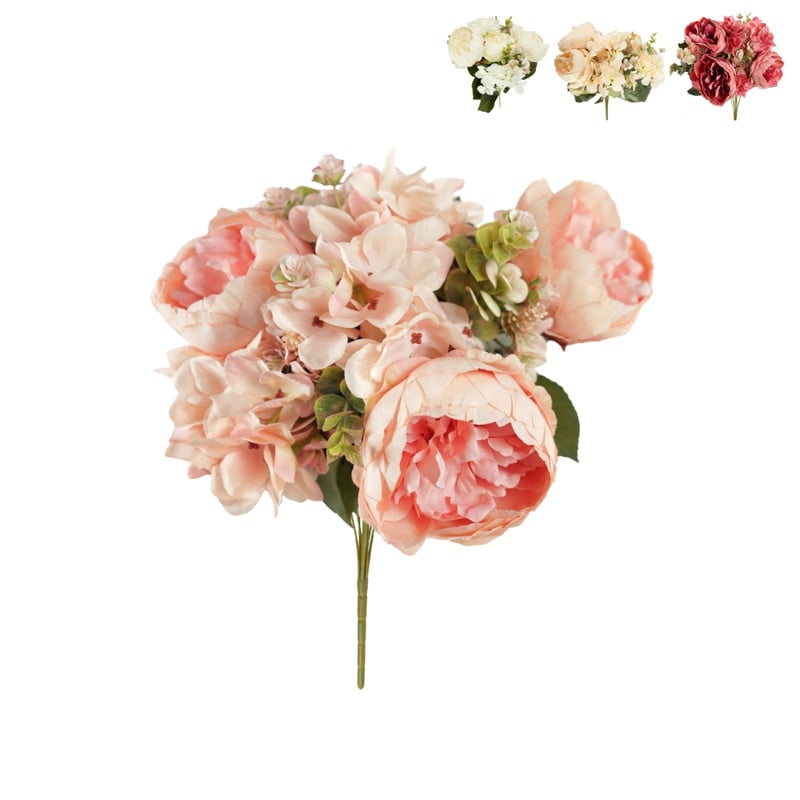Kunstboeket pioenrozen - 51 cm - diverse varianten