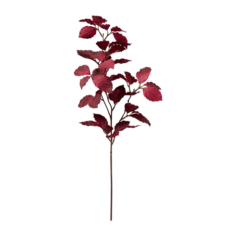 Kunsttak met bladeren - rood - 69 cm 