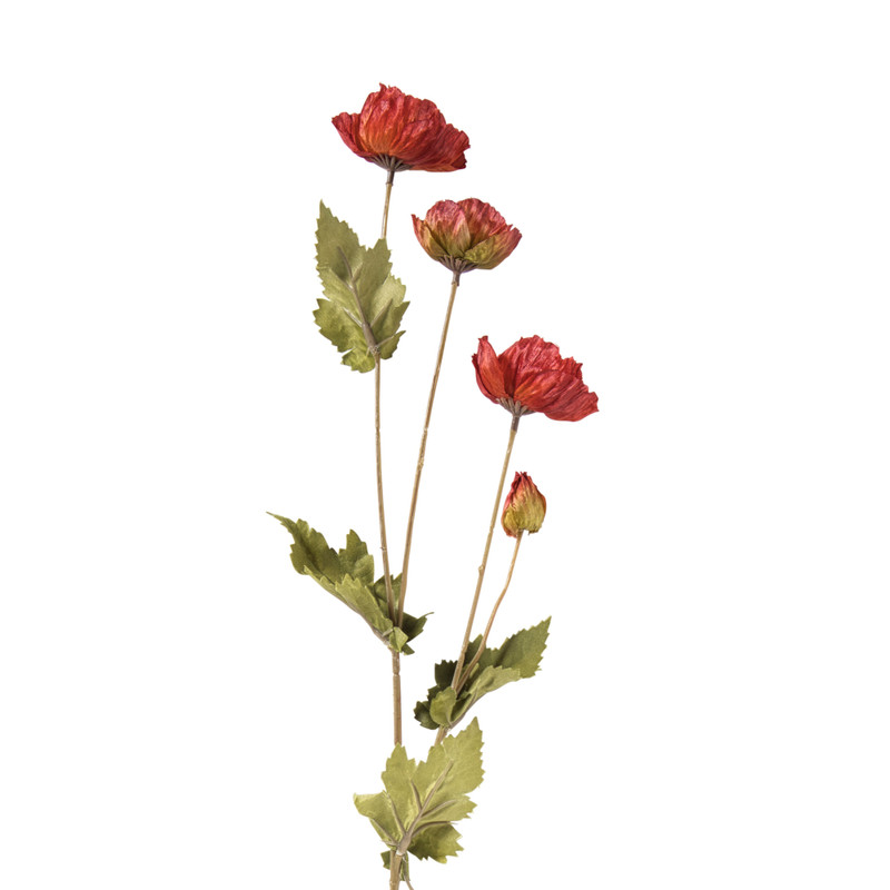 Kunstbloem klaproos - rood - 58 cm