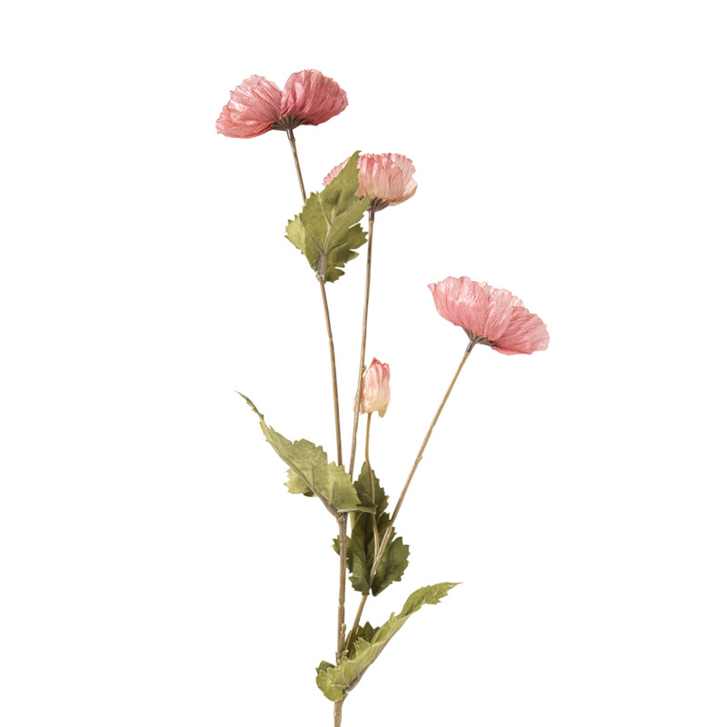 Kunstbloem klaproos - roze - 58 cm