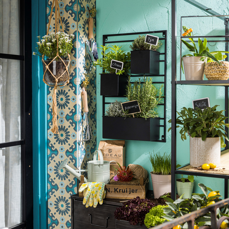 Bloempotje ijzer - wit - 10x7x9.5 cm