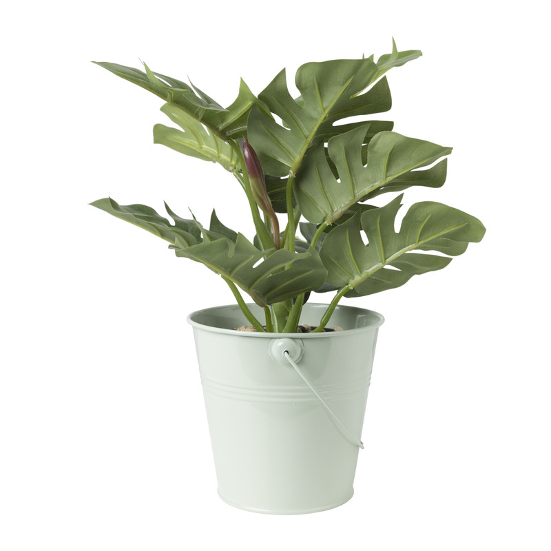 Bloempot met hengsel - groen - ø13x11.9 cm