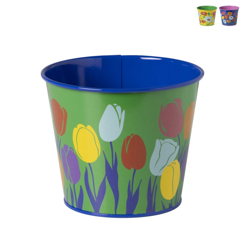 Bloempot met bloemetjes - diverse varianten - ø12x10 cm