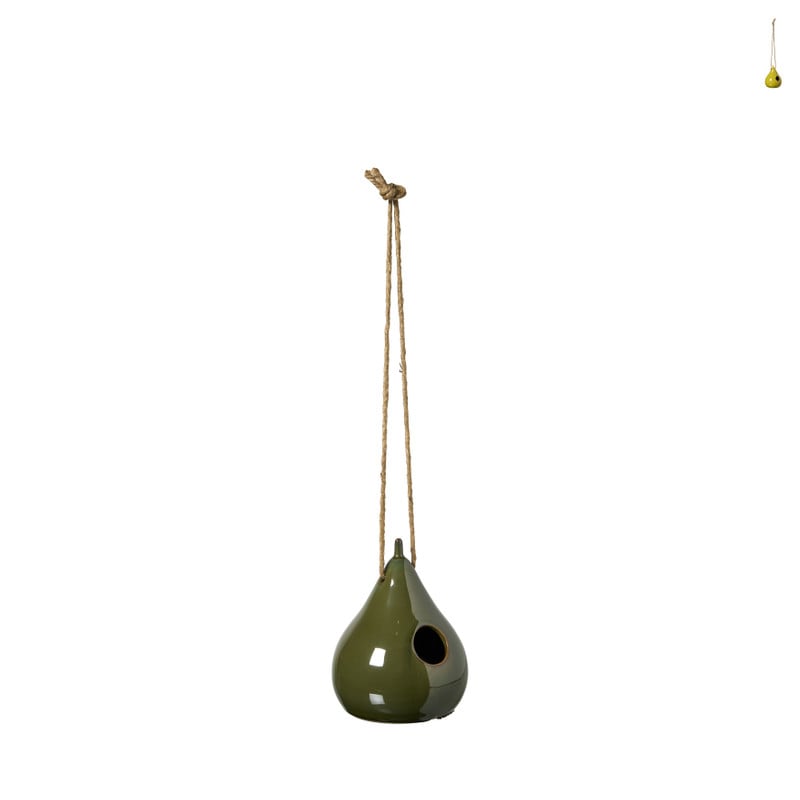 Vogelhuisje peer - groen/geel - ø11x15 cm