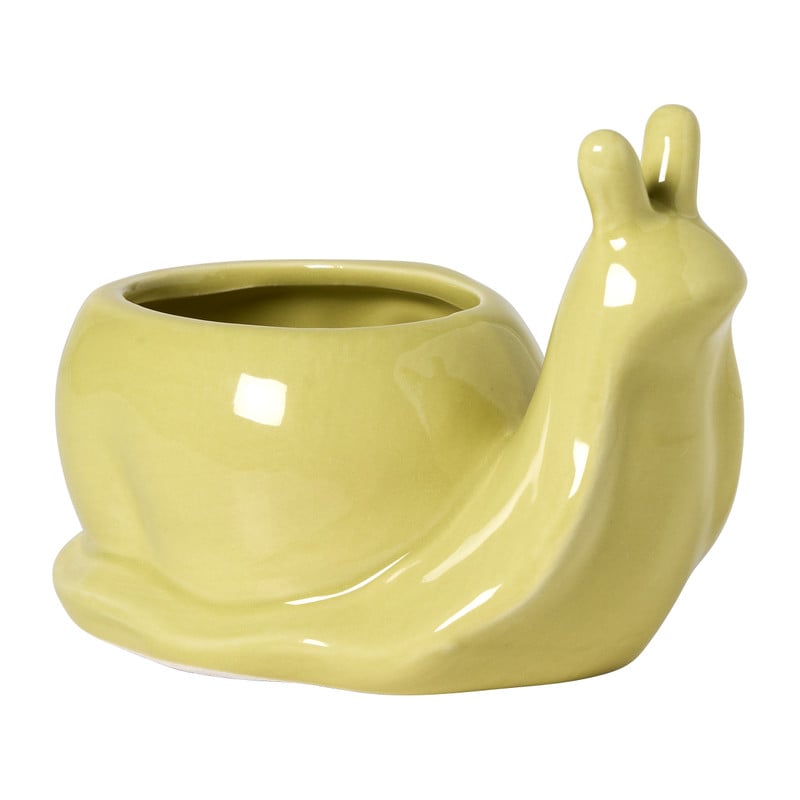 Bloempot slak - geel - 14.5x10x8.8 cm
