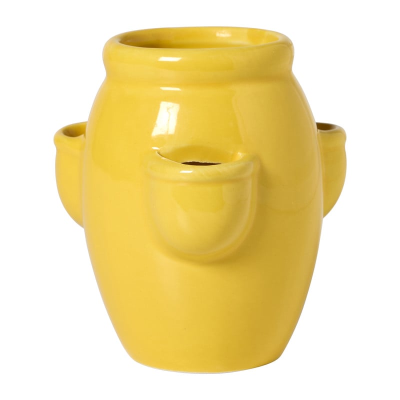Aardbeienpot keramiek - geel - ø7x10 cm 