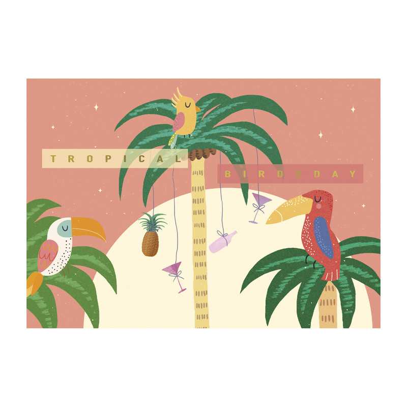 Wenskaart exotic - tropical birthday