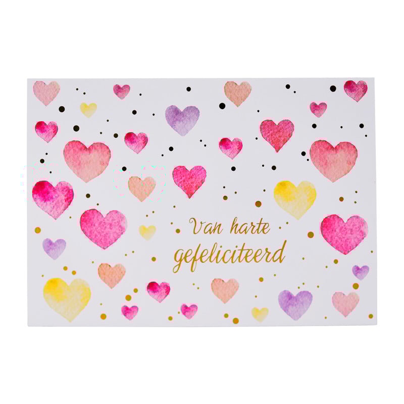 Wenskaarten gefeliciteerd - goudprint - set van 6