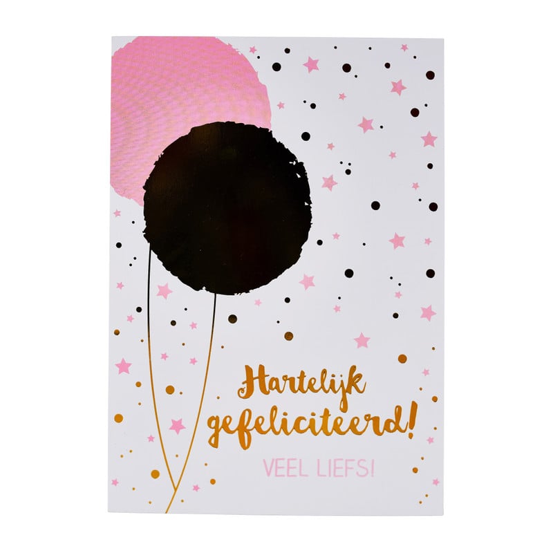 Wenskaarten gefeliciteerd - goudprint - set van 6