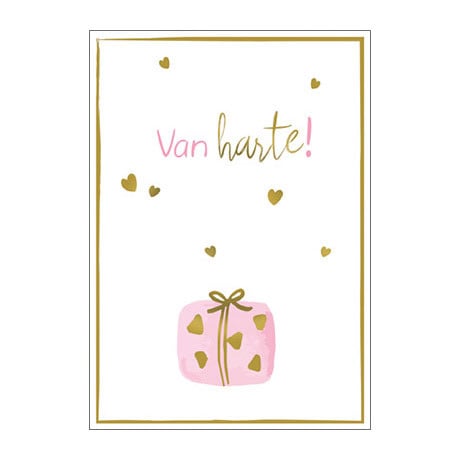 Wenskaarten gefeliciteerd - goudprint - set van 10
