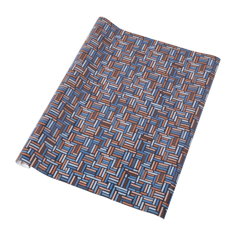 Cadeaupapier retro - blauw/oranje - 200x70 cm