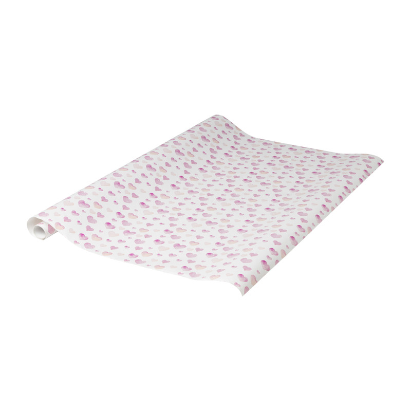 Inpakpapier hartjes - roze - 200x70 cm 