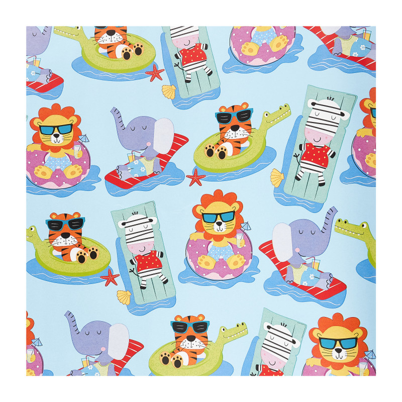Cadeaupapier kids - animal swimming pool  - 200x70 cm 