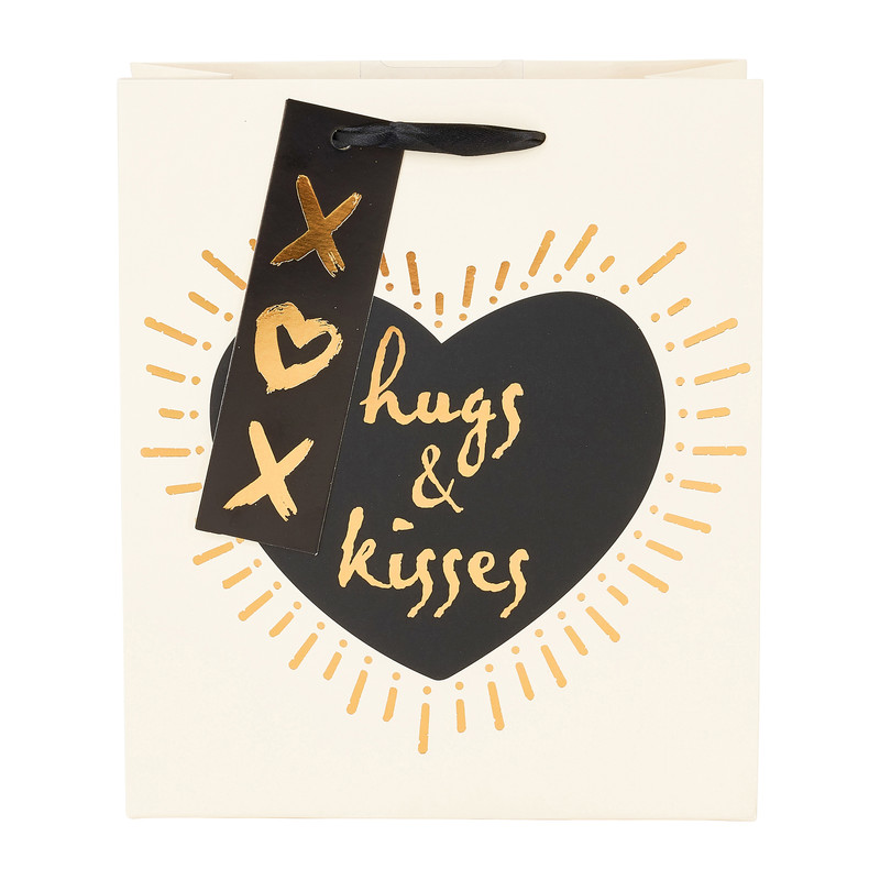 Cadeautasje hugs & kisses - 18x21 cm