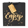 Cadeautasje enjoy - zwart en goud - 26x27 cm