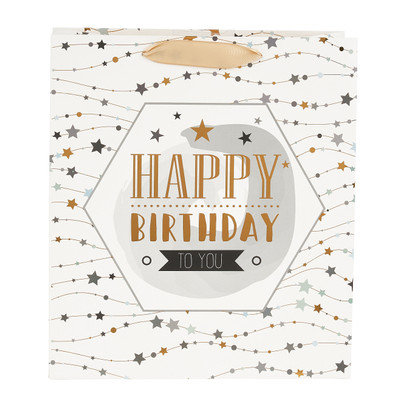 Cadeautasje Happy birthday - ster - 23x26 cm