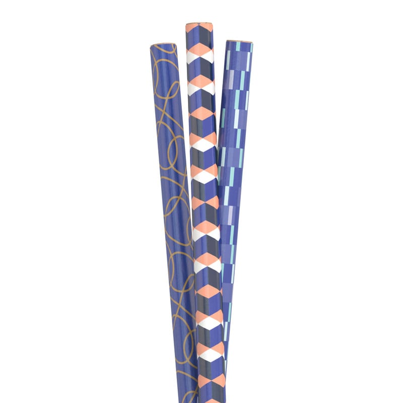 Inpakpapier blauw - diverse varianten - 70x300 cm