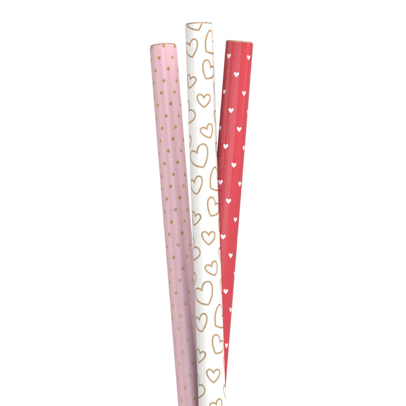 Inpakpapier hartjes - diverse varianten - 70x300 cm